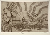 Artist: Ross, Brett A. | Title: Borun dancing (4 birds) | Date: 1999, May | Technique: etching, printed in black ink, from one plate