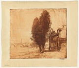 Artist: LONG, Sydney | Title: Strand on the green, No.2 | Date: c.1923 | Technique: line-etching, printed in sepia ink, from one copper plate | Copyright: Reproduced with the kind permission of the Ophthalmic Research Institute of Australia