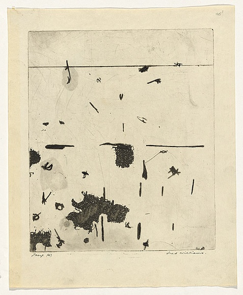 Artist: b'WILLIAMS, Fred' | Title: b'Ponds, Lysterfield' | Date: 1965-66 | Technique: b'etching, aquatint, sugar aquatint, flat biting, printed in black ink, from one copper plate' | Copyright: b'\xc2\xa9 Fred Williams Estate' Artist: b'WILLIAMS, Fred' | Title: b'Ponds, Lysterfield' | Date: 1965-66 | Technique: b'etching, aquatint, sugar aquatint, flat biting, printed in black ink, from one copper plate' | Copyright: b'\xc2\xa9 Fred Williams Estate'