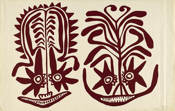 Artist: b'Hape.' | Title: b'Orokolo' | Date: 1968, October | Technique: b'screenprint, printed in brown ink, from one stencil'