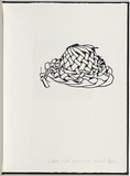 Artist: White, Robin. | Title: Not titled (a hat woven from coconut leaves). | Date: 1985 | Technique: woodcut, printed in black ink, from one block