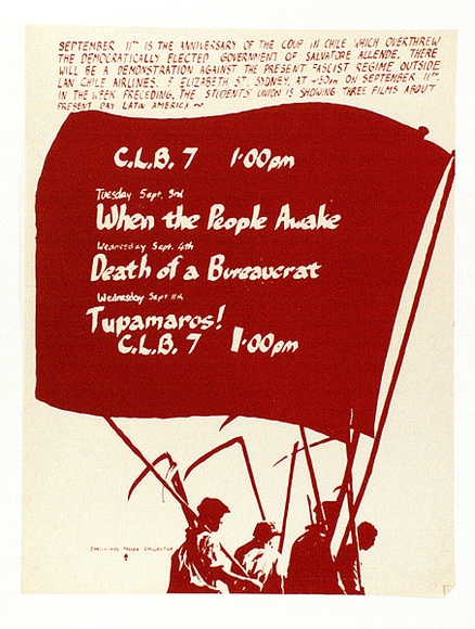 Artist: b'MACKINOLTY, Chips' | Title: b'...Coup in Chile...' | Technique: b'screenprint, printed in colour, from multiple stencils'