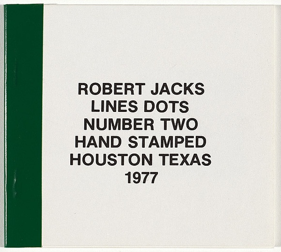 Artist: b'JACKS, Robert' | Title: b'Lines dots number two hand stamped Houston Texas 1977' | Date: 1977 | Technique: b'rubber stamps; green pressure sensitive tape' Artist: b'JACKS, Robert' | Title: b'Lines dots number two hand stamped Houston Texas 1977' | Date: 1977 | Technique: b'rubber stamps; green pressure sensitive tape'