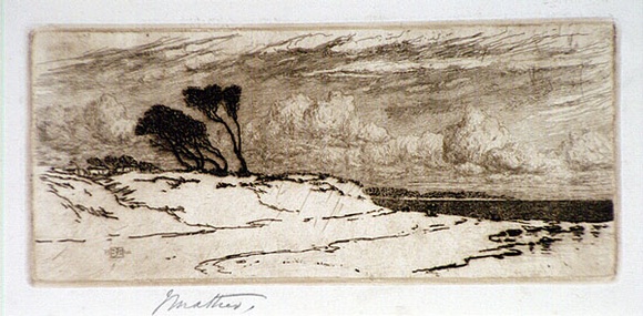 Artist: b'Mather, John.' | Title: b'Brighton Beach' | Date: 1900 | Technique: b'etching, printed in brown ink with plate-tone, from one plate' Artist: b'Mather, John.' | Title: b'Brighton Beach' | Date: 1900 | Technique: b'etching, printed in brown ink with plate-tone, from one plate'