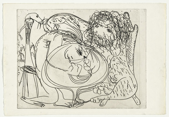 Artist: b'BOYD, Arthur' | Title: b'Seated lion and potter.' | Date: (1968-69) | Technique: b'etching, printed in black ink, from one plate' | Copyright: b'Reproduced with permission of Bundanon Trust' Artist: b'BOYD, Arthur' | Title: b'Seated lion and potter.' | Date: (1968-69) | Technique: b'etching, printed in black ink, from one plate' | Copyright: b'Reproduced with permission of Bundanon Trust'
