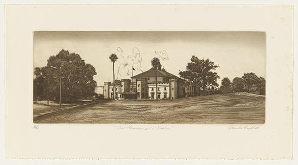 Artist: b'GRIFFITH, Pamela' | Title: bThe Governor's Stables | Date: 1982 | Technique: b'hardground-etching, aquatint and burnishing, printed in black ink, from one zinc plate' | Copyright: b'\xc2\xa9 Pamela Griffith' Artist: b'GRIFFITH, Pamela' | Title: bThe Governor's Stables | Date: 1982 | Technique: b'hardground-etching, aquatint and burnishing, printed in black ink, from one zinc plate' | Copyright: b'\xc2\xa9 Pamela Griffith'