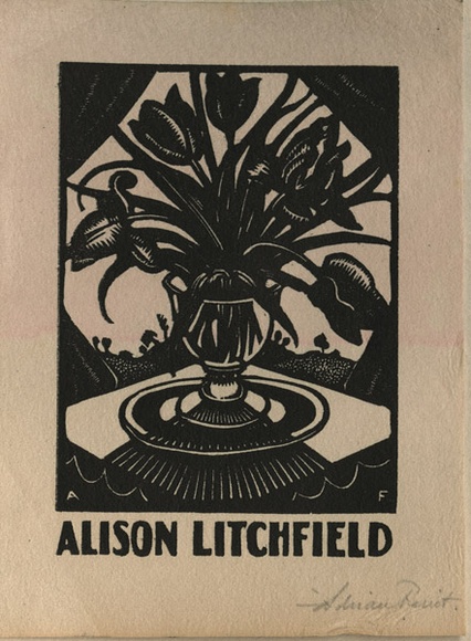 Artist: b'FEINT, Adrian' | Title: b'Bookplate: Alison Litchfield.' | Date: (1927) | Technique: b'wood-engraving, printed in black ink, from one block' | Copyright: b'Courtesy the Estate of Adrian Feint' Artist: b'FEINT, Adrian' | Title: b'Bookplate: Alison Litchfield.' | Date: (1927) | Technique: b'wood-engraving, printed in black ink, from one block' | Copyright: b'Courtesy the Estate of Adrian Feint'