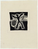 Artist: Salkauskas, Henry. | Title: The search. | Date: 1950 | Technique: linocut, printed in black ink, from one block | Copyright: © Eva Kubbos