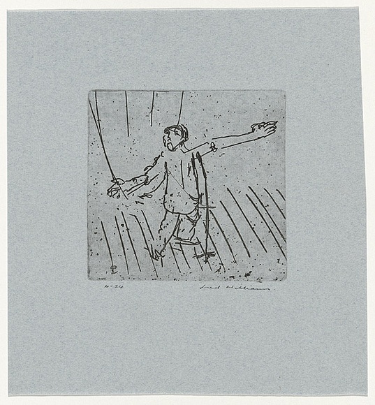Artist: b'WILLIAMS, Fred' | Title: b'The Song' | Date: 1955-56 | Technique: b'etching, aquatint and drypoint, printed in black ink, from one copper plate' | Copyright: b'\xc2\xa9 Fred Williams Estate' Artist: b'WILLIAMS, Fred' | Title: b'The Song' | Date: 1955-56 | Technique: b'etching, aquatint and drypoint, printed in black ink, from one copper plate' | Copyright: b'\xc2\xa9 Fred Williams Estate'