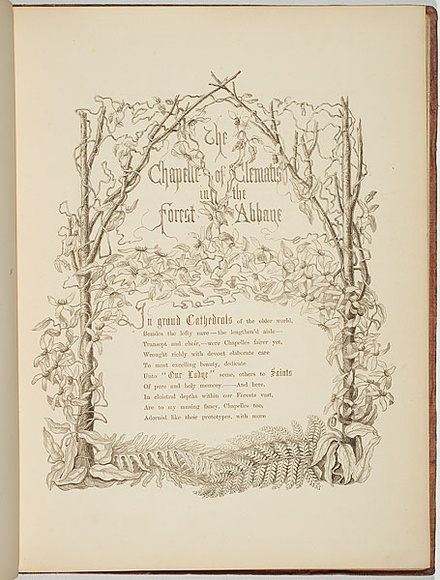 Artist: b'Meredith, Louisa Anne.' | Title: b'The chapelle of Clematis in the forest Abbaye' | Date: 1860 | Technique: b'lithograph, printed in brown ink, from one stone' Artist: b'Meredith, Louisa Anne.' | Title: b'The chapelle of Clematis in the forest Abbaye' | Date: 1860 | Technique: b'lithograph, printed in brown ink, from one stone'