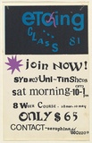 Artist: UNKNOWN | Title: Etching class, Sydney Uni. - Tin sheds | Date: 1981 | Technique: screenprint, printed in colour, from three stencils