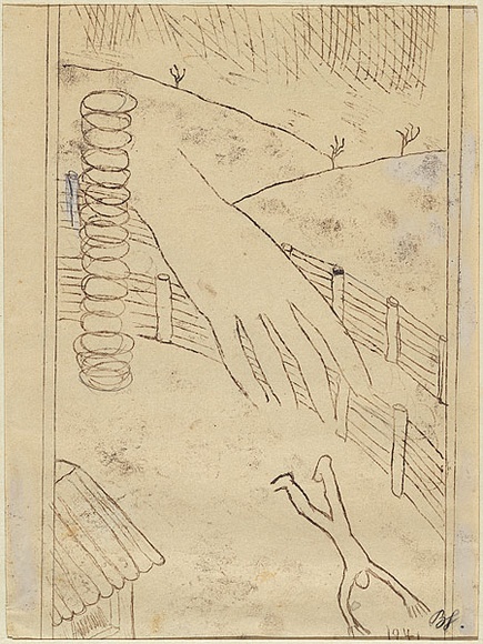 Artist: b'Simon, Bruno.' | Title: b'... and thrown back again.' | Date: 1941 | Technique: b'monotype, printed in brown ink, from one plate'