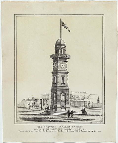 Artist: b'Deutsch, Herman.' | Title: b'The Victorian Explorers Monument erected by the inhabitants of Ballarat, February 6th 1863.' | Date: 1863 | Technique: b'lithograph, printed in black ink, from one stone' Artist: b'Deutsch, Herman.' | Title: b'The Victorian Explorers Monument erected by the inhabitants of Ballarat, February 6th 1863.' | Date: 1863 | Technique: b'lithograph, printed in black ink, from one stone'