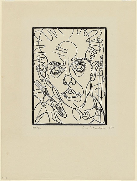Artist: b'Kahan, Louis.' | Title: b'The artist and his tools' | Date: 1947 | Technique: b'woodcut, printed in black ink, from one block' | Copyright: b'\xc2\xa9 Louis Kahan. Licensed by VISCOPY, Australia' Artist: b'Kahan, Louis.' | Title: b'The artist and his tools' | Date: 1947 | Technique: b'woodcut, printed in black ink, from one block' | Copyright: b'\xc2\xa9 Louis Kahan. Licensed by VISCOPY, Australia'
