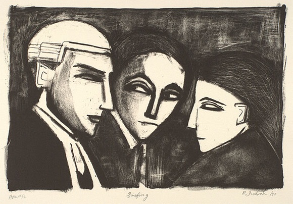 Artist: b'Dickerson, Robert.' | Title: b'Briefing' | Date: 1990 | Technique: b'lithograph, printed in black ink, from one stone' Artist: b'Dickerson, Robert.' | Title: b'Briefing' | Date: 1990 | Technique: b'lithograph, printed in black ink, from one stone'