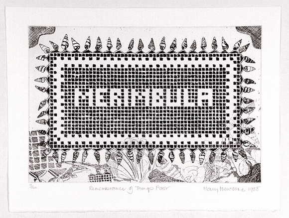 Artist: b'Newsome, Mary.' | Title: b'Remembrance of things past.' | Date: 1988 | Technique: b'etching, printed in black ink, from one plate' Artist: b'Newsome, Mary.' | Title: b'Remembrance of things past.' | Date: 1988 | Technique: b'etching, printed in black ink, from one plate'