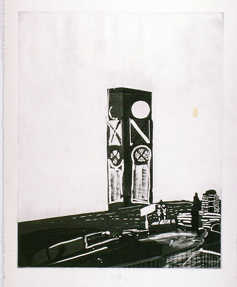 Artist: b'Moore, Mary.' | Title: b'Oxo Tower, outside Blackfriars, London' | Date: 1980, Feb-March | Technique: b'aquatint, etching printed in black ink, from one plate' | Copyright: b'\xc2\xa9 Mary Moore' Artist: b'Moore, Mary.' | Title: b'Oxo Tower, outside Blackfriars, London' | Date: 1980, Feb-March | Technique: b'aquatint, etching printed in black ink, from one plate' | Copyright: b'\xc2\xa9 Mary Moore'