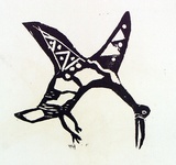 Artist: Artist unknown | Title: Bird preparing to land | Date: 1970s | Technique: screenprint, printed in colour, from multiple stencils