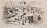 Artist: b'GILL, S.T.' | Title: b'Deep sinking, Ballarat.' | Date: 1855-56 | Technique: b'lithograph, printed in black ink, from one stone'