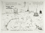Artist: b'COLEING, Tony' | Title: b'The Birthday party or the misguided miussel.' | Date: 1983 | Technique: b'etching, printed in black ink, from one plate'
