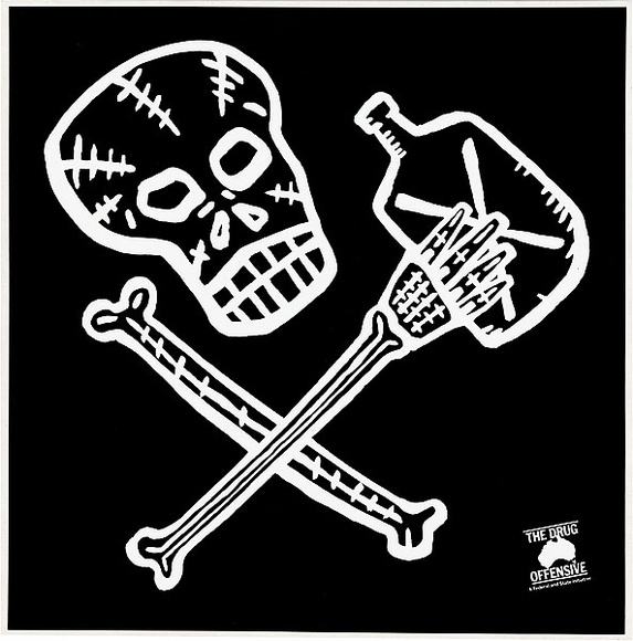 Artist: b'CALLAGHAN, Michael' | Title: b'Sticker: The Drug Offensive' | Date: 1986 | Technique: b'offset-lithograph, printed in black ink' Artist: b'CALLAGHAN, Michael' | Title: b'Sticker: The Drug Offensive' | Date: 1986 | Technique: b'offset-lithograph, printed in black ink'