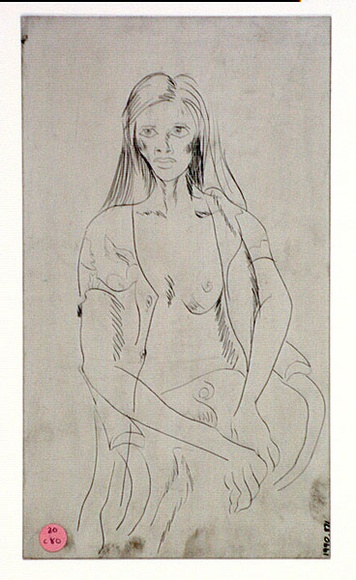 Artist: b'COLEING, Tony' | Title: bGirl on Adrian's chair. | Date: 1985 | Technique: b'drypoint on acetate'