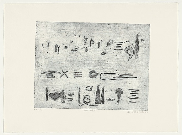 Artist: b'McMaster, Anne.' | Title: b'Blue winter' | Date: 1989 | Technique: b'collagraph, printed in blue ink, from one plate' Artist: b'McMaster, Anne.' | Title: b'Blue winter' | Date: 1989 | Technique: b'collagraph, printed in blue ink, from one plate'