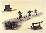 Artist: STREET, Mervyn | Title: Penebono (water from the soak) | Date: 1995, November | Technique: lithograph, printed in black ink, from one stone, with cream tint stone