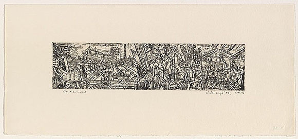 Artist: b'Senbergs, Jan.' | Title: b'Port Liardet' | Date: 1992 | Technique: b'etching, printed in black ink, from one plate' | Copyright: b'\xc2\xa9 Jan Senbergs' Artist: b'Senbergs, Jan.' | Title: b'Port Liardet' | Date: 1992 | Technique: b'etching, printed in black ink, from one plate' | Copyright: b'\xc2\xa9 Jan Senbergs'