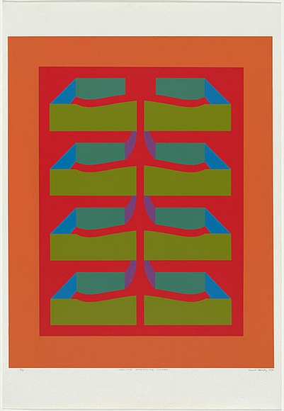 Artist: b'Hardy, Cecil.' | Title: b'Cantle structure divided' | Date: 1970 | Technique: b'screenprint, printed in colour, from six stencils' Artist: b'Hardy, Cecil.' | Title: b'Cantle structure divided' | Date: 1970 | Technique: b'screenprint, printed in colour, from six stencils'