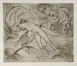 Artist: b'BOYD, Arthur' | Title: b'Fish biting nude.' | Date: (1962-63) | Technique: b'drypoint, printed in black ink, from one plate' | Copyright: b'Reproduced with permission of Bundanon Trust'