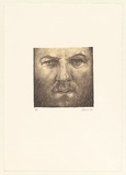 Artist: EWINS, Rod | Title: not titled [self-portrait]. | Date: 1975 | Technique: crayon-lithograph, printed in black ink, from one stone