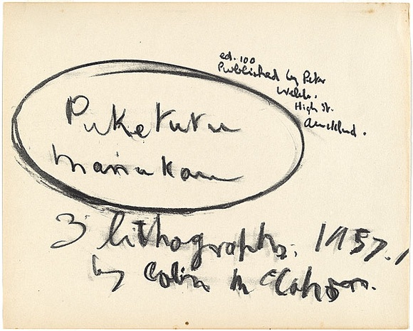 Artist: b'McCahon, Colin.' | Title: b'Title page' | Date: 1957 | Technique: b'lithograph, printed in black ink, from one cardboard plate' Artist: b'McCahon, Colin.' | Title: b'Title page' | Date: 1957 | Technique: b'lithograph, printed in black ink, from one cardboard plate'
