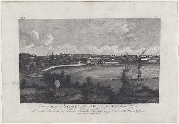 Artist: b'Preston, Walter.' | Title: bView of part of Sydney, the capital of New South Wales. Taken from Bene Long's Point. | Date: 30 November 1812 | Technique: b'engraving, printed in black ink, from one copper plate' Artist: b'Preston, Walter.' | Title: bView of part of Sydney, the capital of New South Wales. Taken from Bene Long's Point. | Date: 30 November 1812 | Technique: b'engraving, printed in black ink, from one copper plate'