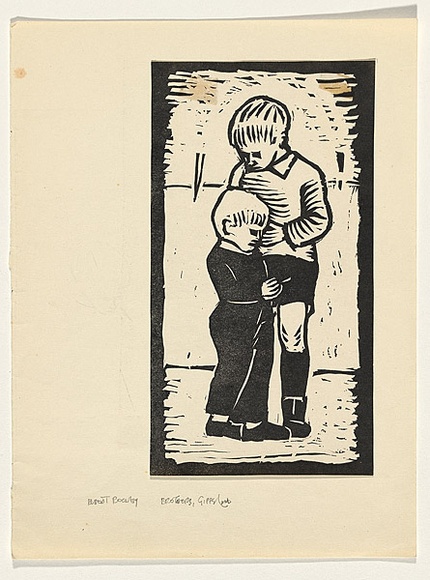 Title: b'Brothers, Gippsland' | Date: 1956 | Technique: b'linocut, printed in black ink, from one block'