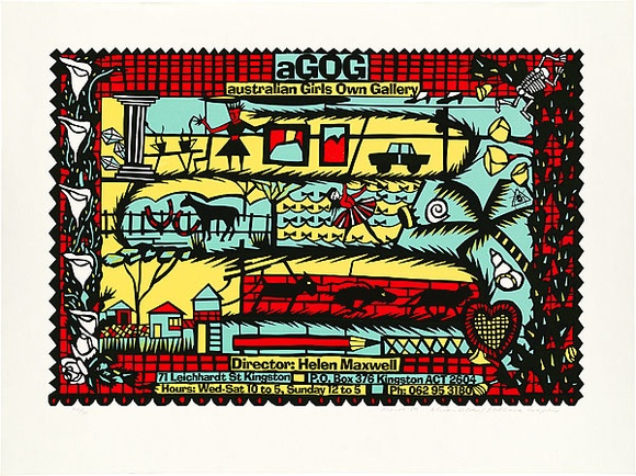 Artist: REDBACK GRAPHIX | Title: aGOG: Australian Girls Own Gallery. | Date: 1989 | Technique: screenprint, printed in colour, from four stencils