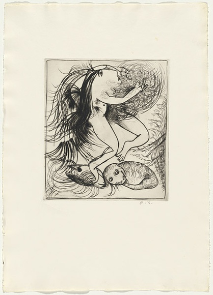 Artist: b'BOYD, Arthur' | Title: b'Nude figure with cloud and beasts.' | Date: (1968-69) | Technique: b'drypoint, printed in black ink, from one plate' | Copyright: b'Reproduced with permission of Bundanon Trust' Artist: b'BOYD, Arthur' | Title: b'Nude figure with cloud and beasts.' | Date: (1968-69) | Technique: b'drypoint, printed in black ink, from one plate' | Copyright: b'Reproduced with permission of Bundanon Trust'