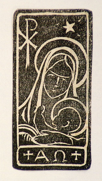 Artist: b'Palmer, Ethleen.' | Title: b'(Madonna and child)' | Date: c.1955 | Technique: b'screenprint, printed in black ink, from one stencil' Artist: b'Palmer, Ethleen.' | Title: b'(Madonna and child)' | Date: c.1955 | Technique: b'screenprint, printed in black ink, from one stencil'