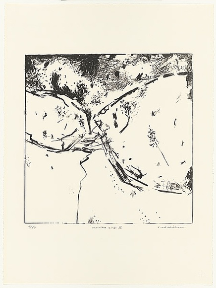 Artist: b'WILLIAMS, Fred' | Title: b'Werribee Gorge II' | Date: 1977-78 | Technique: b'lithograph, printed in black ink, from one plate' | Copyright: b'\xc2\xa9 Fred Williams Estate' Artist: b'WILLIAMS, Fred' | Title: b'Werribee Gorge II' | Date: 1977-78 | Technique: b'lithograph, printed in black ink, from one plate' | Copyright: b'\xc2\xa9 Fred Williams Estate'