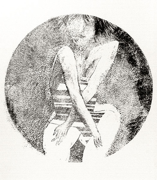 Artist: b'BALDESSIN, George' | Title: b'The bather II.' | Date: 1973 | Technique: b'crayon and wet texture off-set lithograph, printed in black ink, from one plate/stone' Artist: b'BALDESSIN, George' | Title: b'The bather II.' | Date: 1973 | Technique: b'crayon and wet texture off-set lithograph, printed in black ink, from one plate/stone'