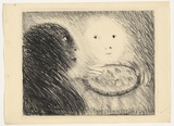 Artist: BOYD, Arthur | Title: St Clare offering marzipan to St Francis. | Date: (1965) | Technique: lithograph, printed in black ink, from one plate | Copyright: Reproduced with permission of Bundanon Trust