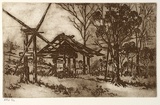 Artist: Stockfeld, R.H. | Title: The old wool press | Date: c.1935 | Technique: etching, printed in sepia ink, from one plate