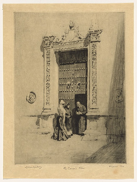 Artist: LINDSAY, Lionel | Title: The Canon's niece, Spain | Date: 1919 | Technique: drypoint, printed in warm black ink with plate-tone, from one plate | Copyright: Courtesy of the National Library of Australia Artist: LINDSAY, Lionel | Title: The Canon's niece, Spain | Date: 1919 | Technique: drypoint, printed in warm black ink with plate-tone, from one plate | Copyright: Courtesy of the National Library of Australia