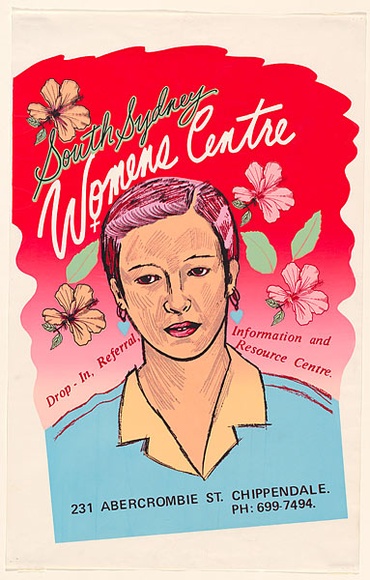 Artist: b'EARTHWORKS POSTER COLLECTIVE' | Title: bSouth Sydney Women's Centre | Date: 1979 | Technique: b'screenprint, printed in colour, from multiple stencils' | Copyright: b'\xc2\xa9 Marie McMahon. Licensed by VISCOPY, Australia' Artist: b'EARTHWORKS POSTER COLLECTIVE' | Title: bSouth Sydney Women's Centre | Date: 1979 | Technique: b'screenprint, printed in colour, from multiple stencils' | Copyright: b'\xc2\xa9 Marie McMahon. Licensed by VISCOPY, Australia'