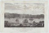 Title: b'A view of part of the town of Windsor in New South Wales. Taken from the banks of the River Hawkesbury.' | Date: 4 June 1813 (published) | Technique: b'engraving, printed in black ink, from one copper plate'