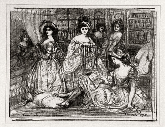 Artist: b'Conder, Charles.' | Title: b'The fairy tale.' | Date: 1905 | Technique: b'transfer-lithograph, printed in black ink, from one stone' Artist: b'Conder, Charles.' | Title: b'The fairy tale.' | Date: 1905 | Technique: b'transfer-lithograph, printed in black ink, from one stone'