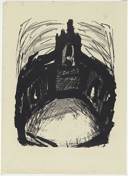 Artist: b'MADDOCK, Bea' | Title: b'Ruined church' | Date: 1961 | Technique: b'lithograph, printed in black ink, from one stone' Artist: b'MADDOCK, Bea' | Title: b'Ruined church' | Date: 1961 | Technique: b'lithograph, printed in black ink, from one stone'