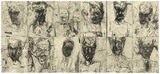 Artist: PARR, Mike | Title: 12 untitled self-portraits (set II). | Date: 1990 | Technique: drypoint, printed in black ink, from one copper plate