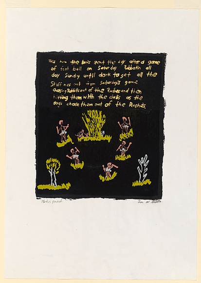 Artist: b'Abdulla, Ian.' | Title: b'All about rabbitin on a Sunday' | Date: 1988 | Technique: b'screenprint, printed in colour, from multiple stencils' | Copyright: b'\xc2\xa9 Ian W. Abdulla' Artist: b'Abdulla, Ian.' | Title: b'All about rabbitin on a Sunday' | Date: 1988 | Technique: b'screenprint, printed in colour, from multiple stencils' | Copyright: b'\xc2\xa9 Ian W. Abdulla'