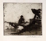 Artist: Baldwinson, Arthur. | Title: Miss B Mann. | Date: 1928 | Technique: etching and aquatint, printed in dark brown ink with plate-tone, from one zinc plate